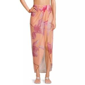 Hutch Jelena Tulip Mesh Swim Cover-Up Skirt in Cantaloupe NWT Size XXS